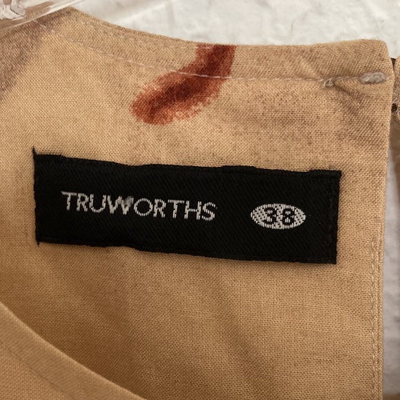 Trueworths Maxi Dress Size 38 Cream Tan Abstract Floral - Sleeveless Maxi Boho - Picture 4 of 9